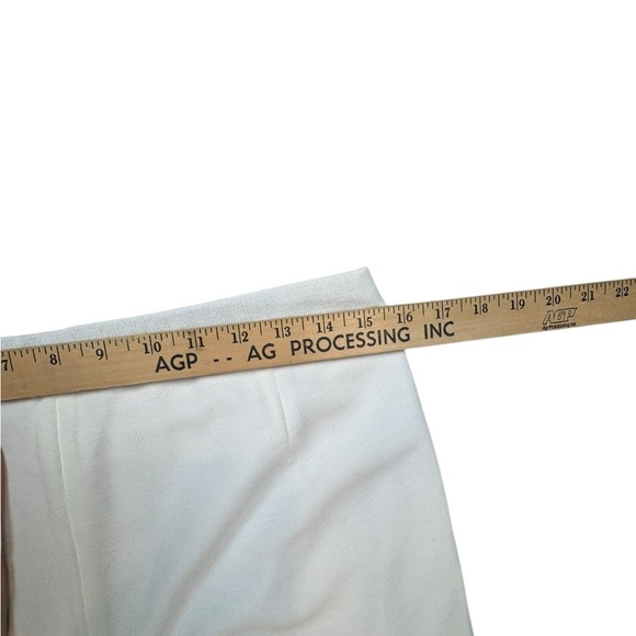 Ming Wang White Knit Pull-On Pants Size M Lined Slit Hem Stretch Trousers G5 - Picture 7 of 8